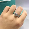 Cluster ringen klassieke 2 pass diamant d kleur moissaniet koe head ring 925 sterling zilveren briljante snede bruiloft voor vrouwen