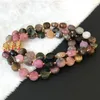 Strand Colorful Tourmaline Natural Stone Bracelets Cut Corner Wafer Beads For Women Girl Beauty Crystal Jewelry