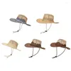 Bérets 667e Cowboy Cowboy Hat respirant Summer Summer Suncreen Woved Cowgirl à thème Gift Gift Gift for Family Friend