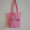Shopping Bags Wholesales 200pcs/lot Fashion High Quality Women Handbag Pink Cotton Canvas Tote Bag Custom Printed For Girls And