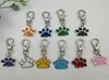 Blandad färg emalj katt hundbjörn tass tryck roterande hummerlås nyckelkedjan nyckelringar för nyckelring påse smycken som gör WJL40059657101