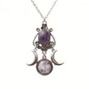 Colliers pendants vintage lune camée violet collier femmes mode pagan joail de sorcellerie accessoires