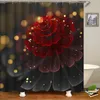 Rideaux de douche motif de fleur salle de bain étanche du tissu de bain coloré décoration de rideau de bain avec crochet grand 240x180