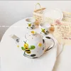 찻잔 세트 일본 hefeng 사랑스러운 가족 꽃 차 포트 커피 아이디어 작은 꿀벌 세라믹 세트 aepot teacup