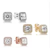 925 Sterling Silver Square Big Cz Diamond Earring Fit smycken Guld Rose Gold Plated Stud Earring Women Earrings284U9760764