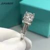 Cluster ringen klassieke 2 pass diamant d kleur moissaniet koe head ring 925 sterling zilveren briljante snede bruiloft voor vrouwen