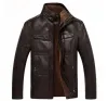 Mens Leather Jacket High Quality Solid Color StandUp Collar Leather Fleece Warmth Slim Coat 3 Colors Winter Clothing87968889248596