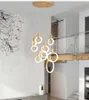 Hedendaagse LED Kroonluchter Lichten Noordse LED Droplighs Acryl Rings Trapverlichting 356710 Ringen Indoor verlichting)