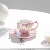 Mugs Pearl Shell Coffee Cup European Creative Saucer Ceramic Gift Afternoon Tea Set