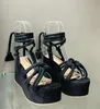 2024 Summer Platform Wedge Sandals for Women Fashion Round Toe Cross Bund Höjd Öka TOE Femme Sandal Plus Size 43 240409