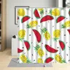 Duschvorhänge Sommer Obst Ananas Muster Badezimmer Polyester Stoff Cartoons Stoffbildschirme wasserdichte Vorhang mit 12 Haken