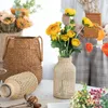 Vazen bloem vaas glas desktop rieten decoratief Japans zeegras geweven tafel middelpunt decor (