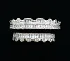 Gol blanc personnalisé CZ CUBIC Zirconia dents Grilles Hip Hop Vampire Bling Fang Grillz Iced Out Full Diamond Tooth Cap Mens Wo6774834