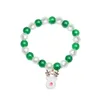 Charm Bracelets Christmas Handmade Bracelet Xmas Festival Theme Green/Red Hand Jewelry For Adult Teen The Elder Gift