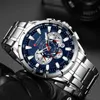 Curren Men Watches Top Brand Luxury Chronógrafo Quartz Homens Assista a Água Sport Watch Watch Men Relógio de aço inoxidável 240414