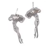 Boucles d'oreilles cerceaux Qiamni Sexy Women Body Mushroom Drop pour piercing bijoux en acier inoxydable à la mode accessoires minimalistes