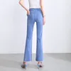 Damesjeans 2024 Zomer met hoge taille voorste spleet Slit Micro-Flare enkellengte high-end hanger rechte casual casual