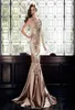 2020 Abaya i Dubai One Shoulder Rhinestone Formella klänningar Muslim Long Sleeve Gold Prom Dresses Luxury Zuhair Murad Crystal Evening 2979472