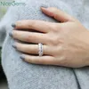 Cluster anneaux Nicegems solide10k or blanc 1,25ctw rond laboratoire brillant diamant anneau de mariage 5 pierre française up sage nuptiale nuptiale