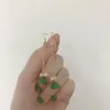Серьги Серьги очарование 14K Золото -зеленый нефрит лотос лотос.