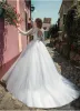 Berta 2024 Wedding Dresses Long Sleeves Lace Beach Bridal Gowns Hollow Lace-up Back Sweep Train A Line Wedding Dress