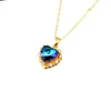 Neuer Stil Schmuck heiße Match Halskette Blaues Kristall Ozean Herz Schlangeblätter Kette Mode Halskette