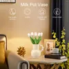 Vazolar Seramik Sürahi Vazo Dekoratif Süt Jug ile Bej ile Bej 5 Lale Modern Estetik Su Çiçeği
