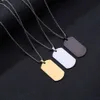 Titanium Steel Trendy Mens Hip Hop Necklace Military Dog Tag Engraved Identity Pendant Accessories