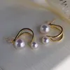 Boucles d'oreilles en peluche élégante paire de 5 à 8 mm de mer du Sud Perfect Round White Pearl Bringle 925S bijoux pour femmes argent