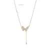 Ticci 925 Sterling Silver Butterfly Pearl Tassel ketting Dames licht Luxe Hoog Sense Collarbone ketting Temperament nieuwe sieraden Trend