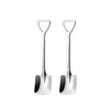 Spoons 2/4PCS Thicken Coffee Spoon Tea-spoon Cutlery Set Stainless Steel Retro Iron Shovel Ice Cream Scoop Creative