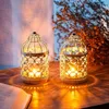 Ljushållare Tealight Holder Small Vintage Lantern Decorative Metal for Table Top Home Decor Wedding Party Accessories