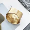 Wide Bangles Minimalist Alloy Gold Color Bracelets For Women Accessories Fashion Jewellery Engagement Party Gift 240412