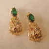 Dangle Earrings Original Designer Europe And The United States Retro Elegant Emerald Zircon Vintage Small Noble Quality Women's 2024 Tr