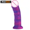 Sunset Glow Realistyczne dildo z dużymi przemieszczonymi żołądkami do stymulacji gnib, silikonowy wielki dildo dorosły seksowna zabawka gruba penis