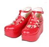 Kleding schoenen engelachtige opdruk vrouw mori meisje lolita cosplay dame hoge hakken wiggen pompen dames prinses feest wit zwart