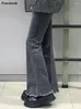 女子ジーンズレトロな女性タッセル漂白洗浄されたファッションハラジュクシンプルレジャー日本語スタイルフレアオールマッチのわずかなストレッチボトム