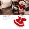 Habillement de chien Collier de poupée de tenue de Noël épaississant confortable Costume de vacances à chiot mignon chaud avec cloche pour la fête cosplay