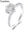 Transgems Pt 950 Platinum 15ct Diagater 75 мм F Цвет Moissanite Обручальное кольцо для женщин подарок с акцентами Samall Moissanite Y18127955