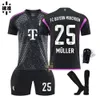 Futbol Jersey 2324 Bayern uzakta siyah boyut 10 Sane 25 Muller 13 Schupomotin Çocuklar için Kapak