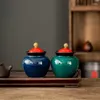 Storage Bottles Classical Tea Pot Ceramic Sealed Food Household Black Green White Tank Kitchen Container