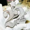 名前プラットアイスアウトモイサナイトカスタムペンダント-SterlingSier Jewelry Exquisite Craftmanship