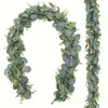 Fleurs décoratives 180 cm Fake Eucalyptus Roard Plantes artificielles Vine Green Willow Leaf Silk Ivy Wall suspendu Garland pour le mariage à la maison