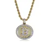 Chaines Hip Hop Iced Out Ringestone Coin Pendant Collier BTC Mining Gift for Men Women With Corde Chain3061866