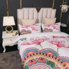 Bedding Sets Lotus Flower Set Flor Bohemian Mandala Tampa de edredão branca com travesseiro Double King Size 3D Red Bed Quilt Girl