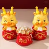 Estatuetas decorativas 3pcs Shaking Head Dragon Figures Kit Ornamentos de zodíaco chinês Ano das estátuas definidas para o escritório em casa