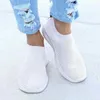 Casual Shoes Women's Sneakers 2024 Fashion Beskable Solid Color Women glid på Sock Ladies Flat Woman