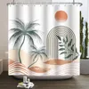 Shower Curtains Modern Geometry Bohemian Curtain Minimalist Arch Abstract Line Leaf Sun Nordic Waterproof Bathroom Bath Partition