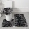 Badmatten 3 -delige tie kleurstof pluche set ultrazachte antislip tapijten met toliet deksel deksel van waterabsorberende badkamersets
