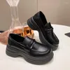 Kleiderschuhe Schwarze Retro Frauen Herbst Mode komfortable Dekoration Dicke Boden Oxford Slaafers Freizeitboot Lolita